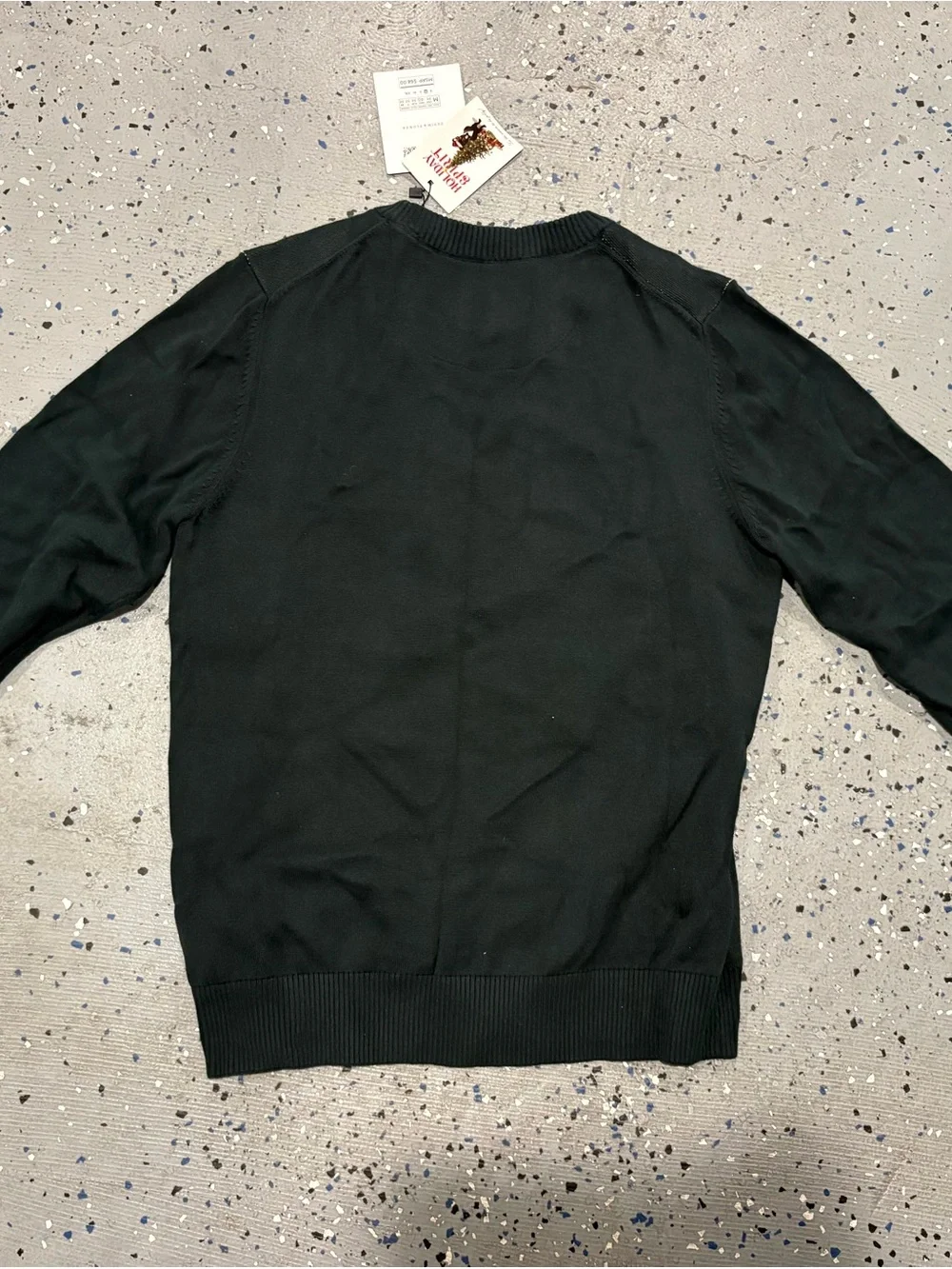 Denim & Flower Dark Green Christmas Cow Graphic Crewneck Sweater